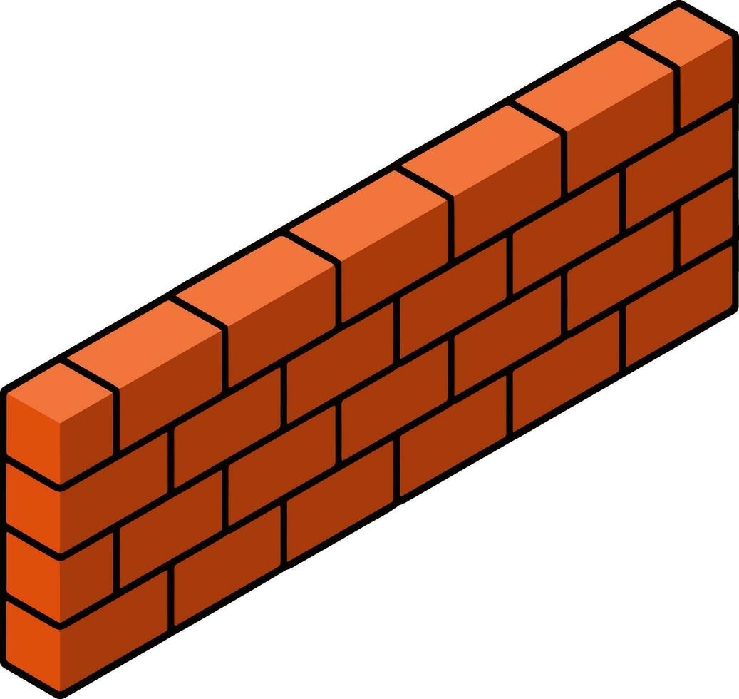 Red brick wall of house. Element of building construction. Stone object. Isometric illustration. Symbol of protection and security vector