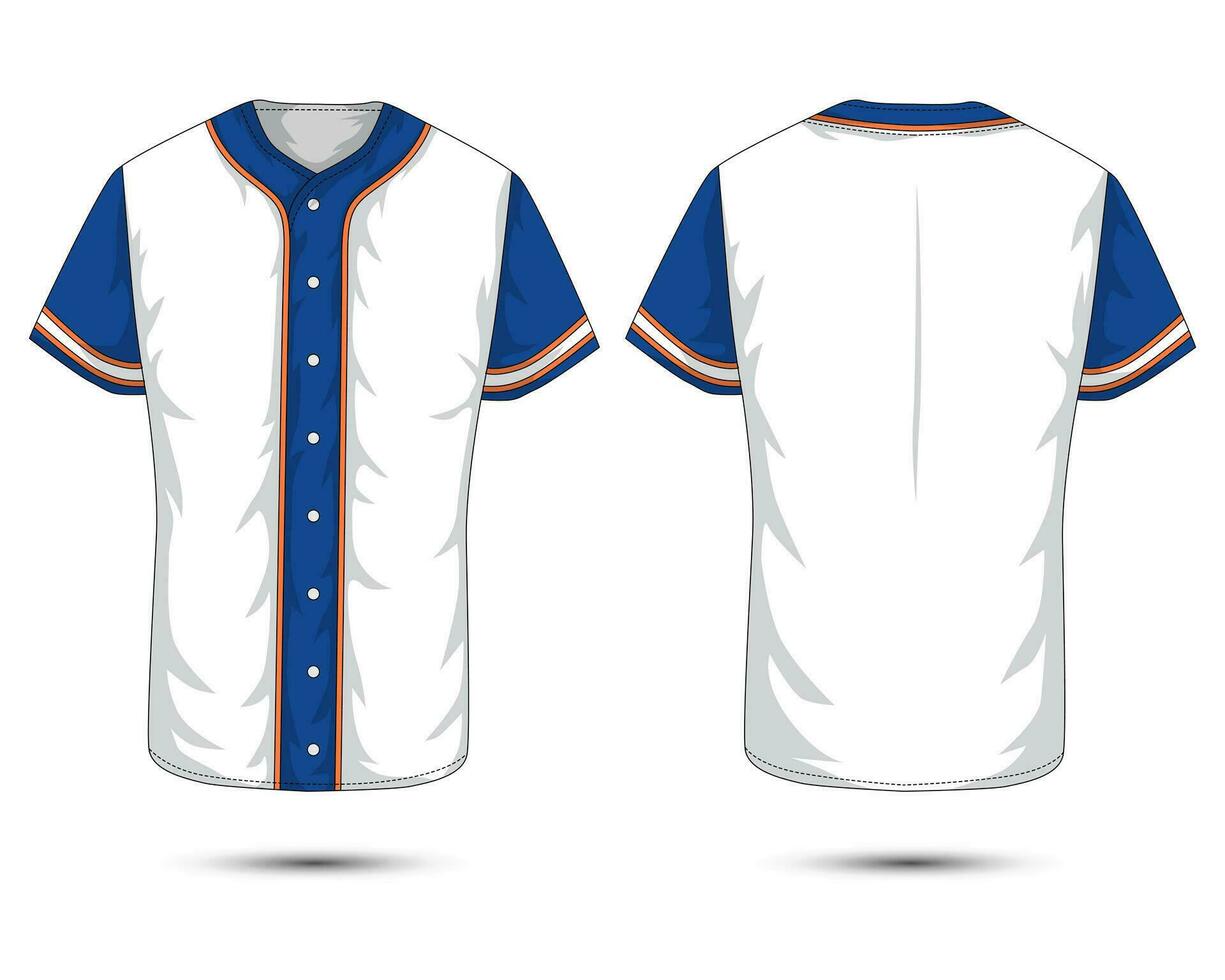 Baseball jersey mockup front and back view vector