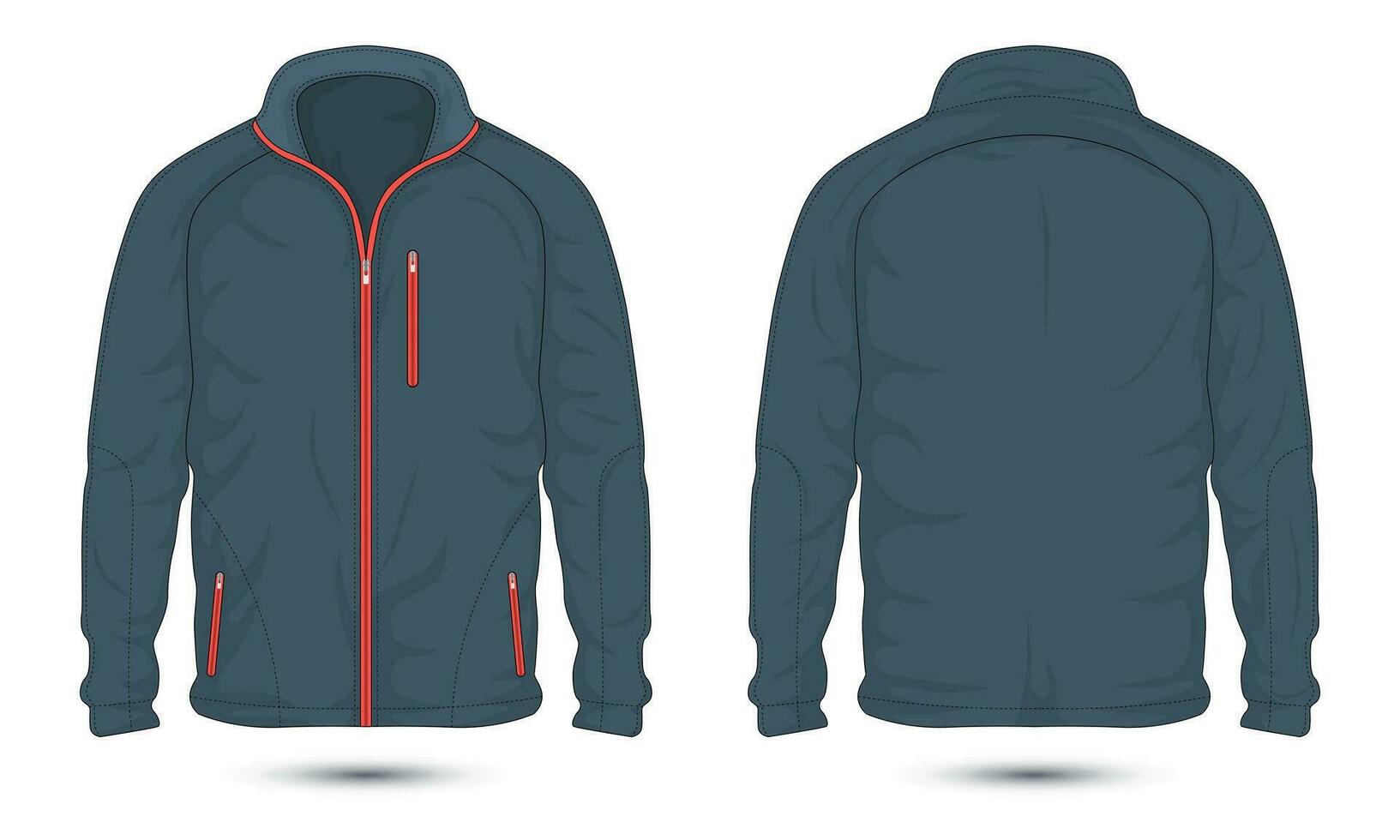 Outdoor jacket template front and back view. Vector illustration