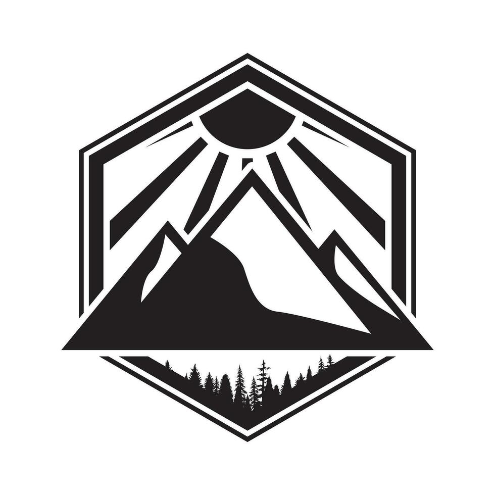 adventure badge logo. modern mountain logo. mountain outline logo vector