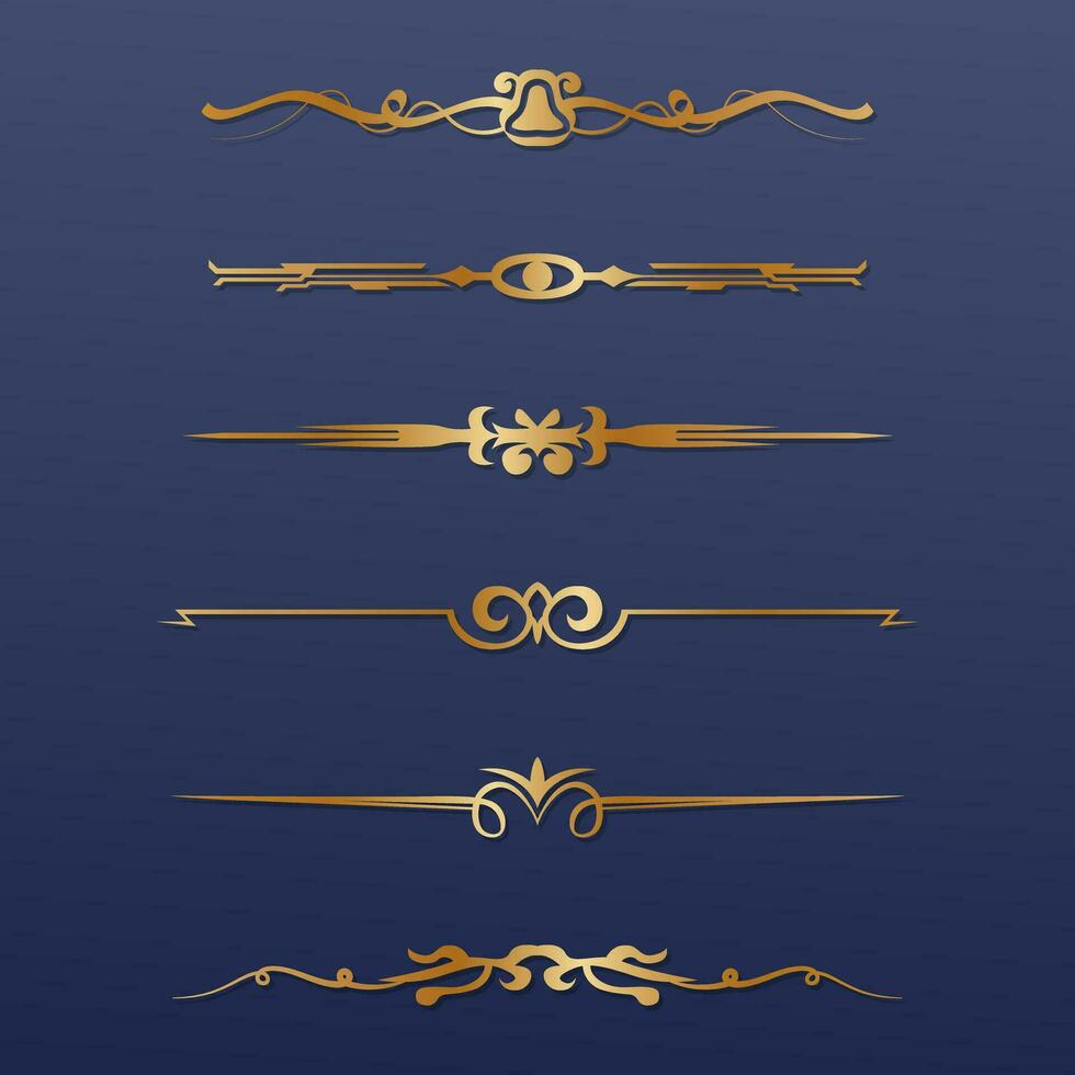 collection of gold vintage borders various shapes vector