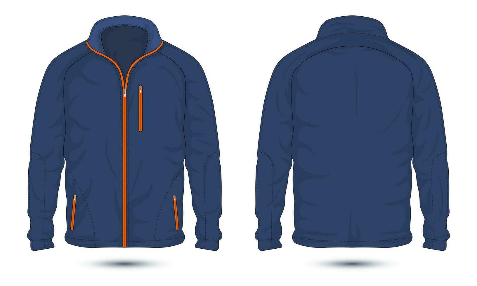 Modern casual jacket front and back view vector