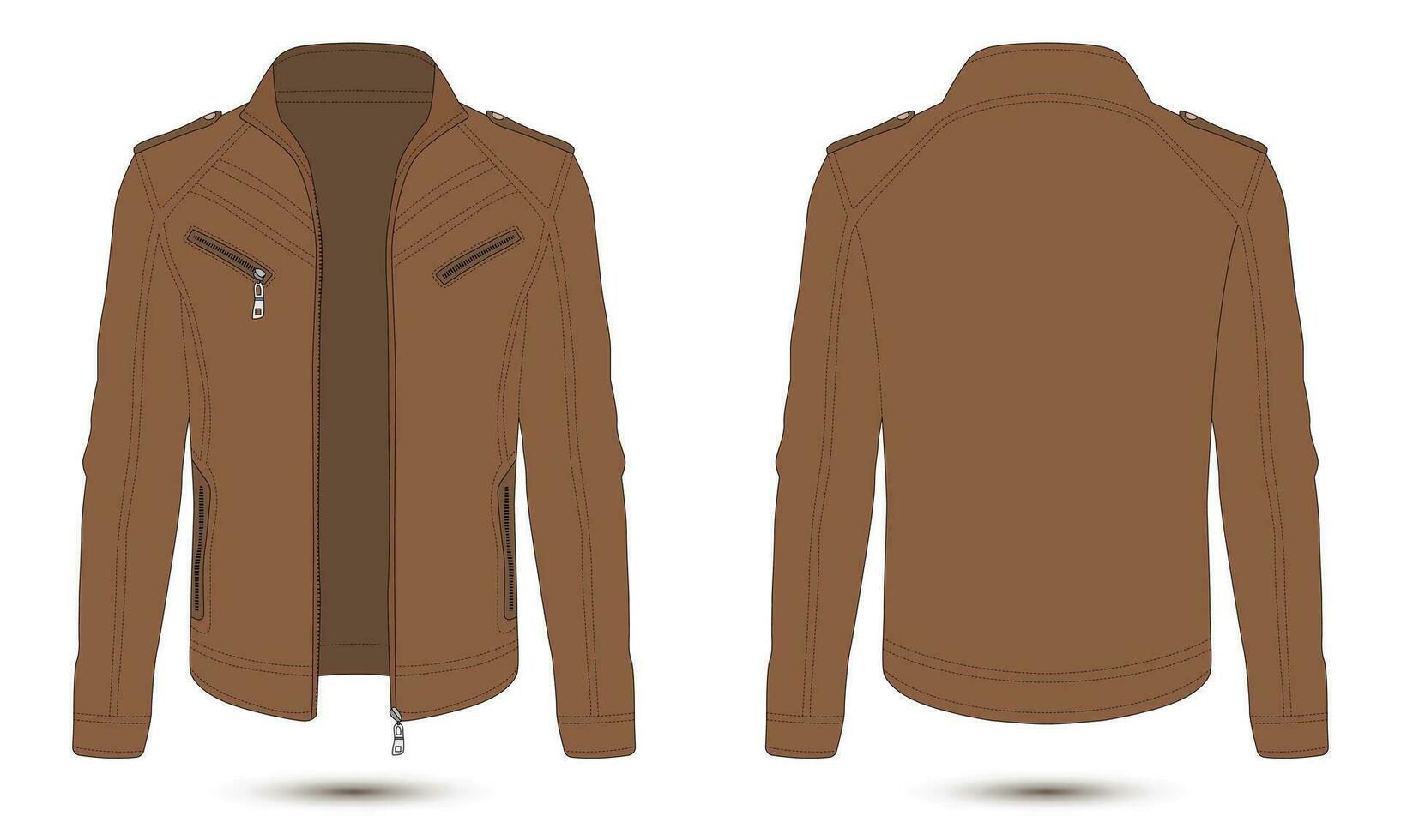 Brown leather jacket mockup front and back view 25555039 Vector Art at