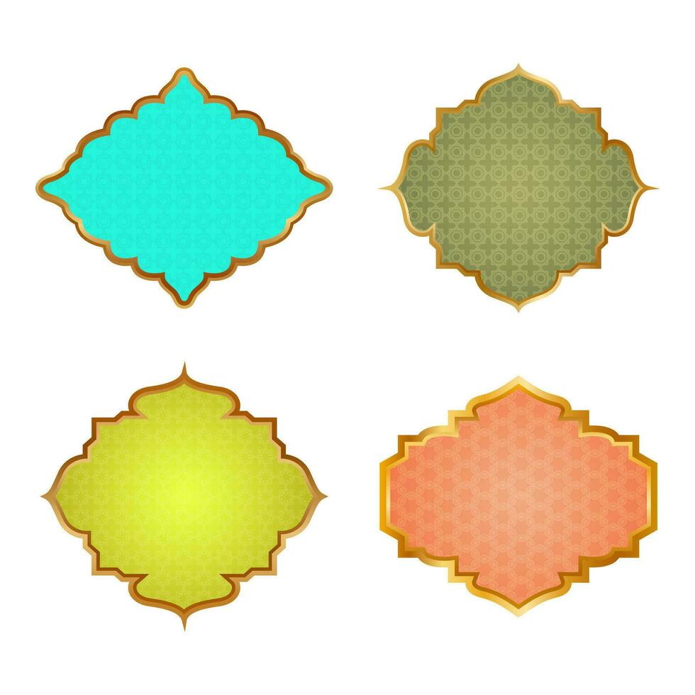 set of luxury islamic style gold labels vector