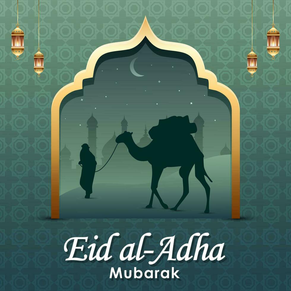 Happy Eid al-Adha Mubarak square background vector