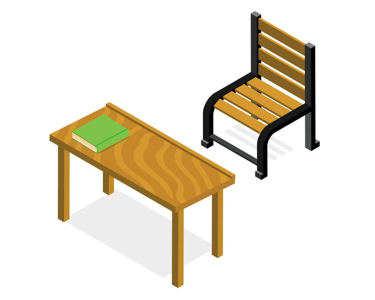 salón de clases escritorio y silla vector