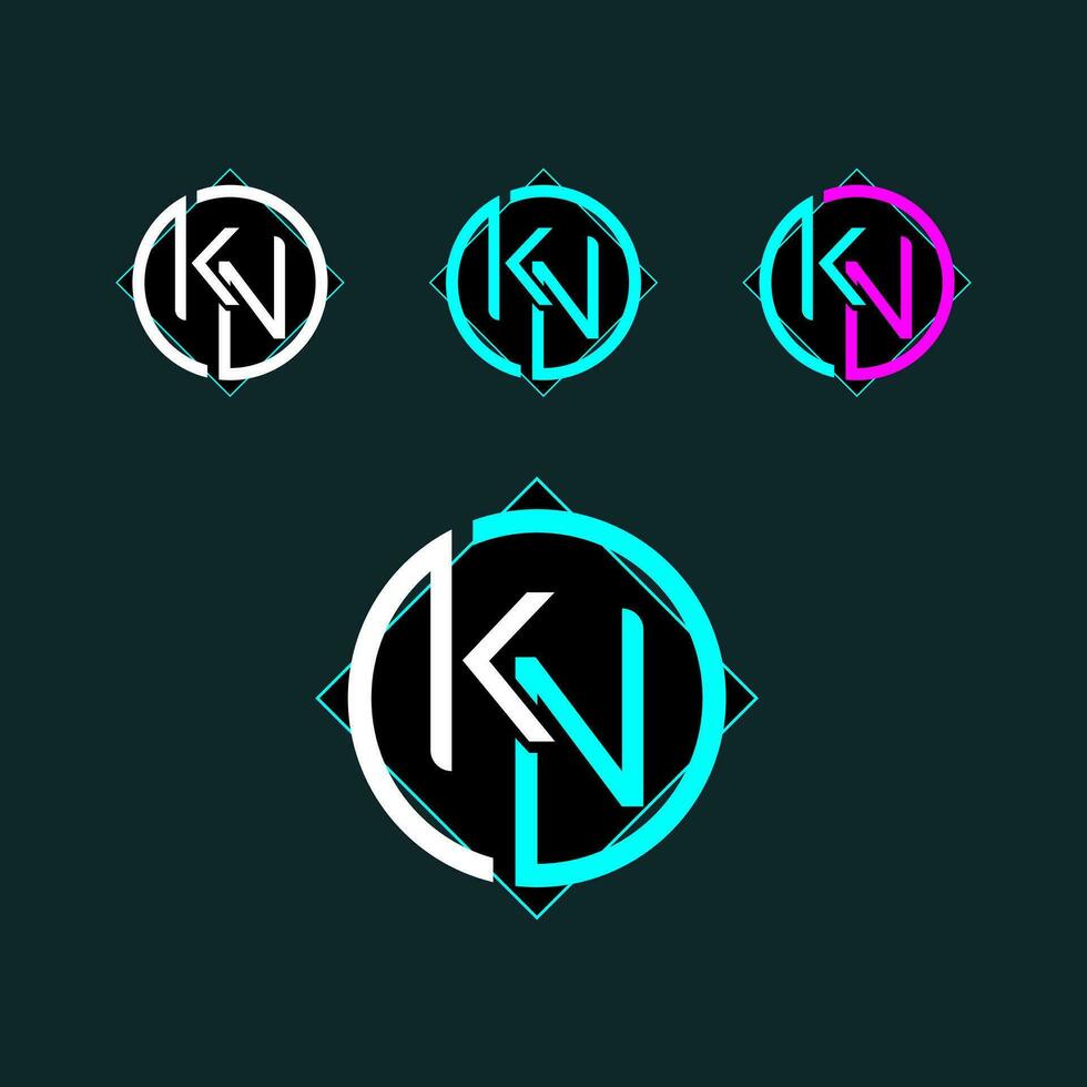 KN trendy letter logo design with circle vector