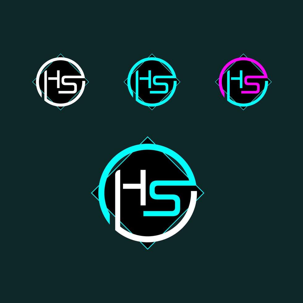 hs de moda letra logo diseño con circulo vector