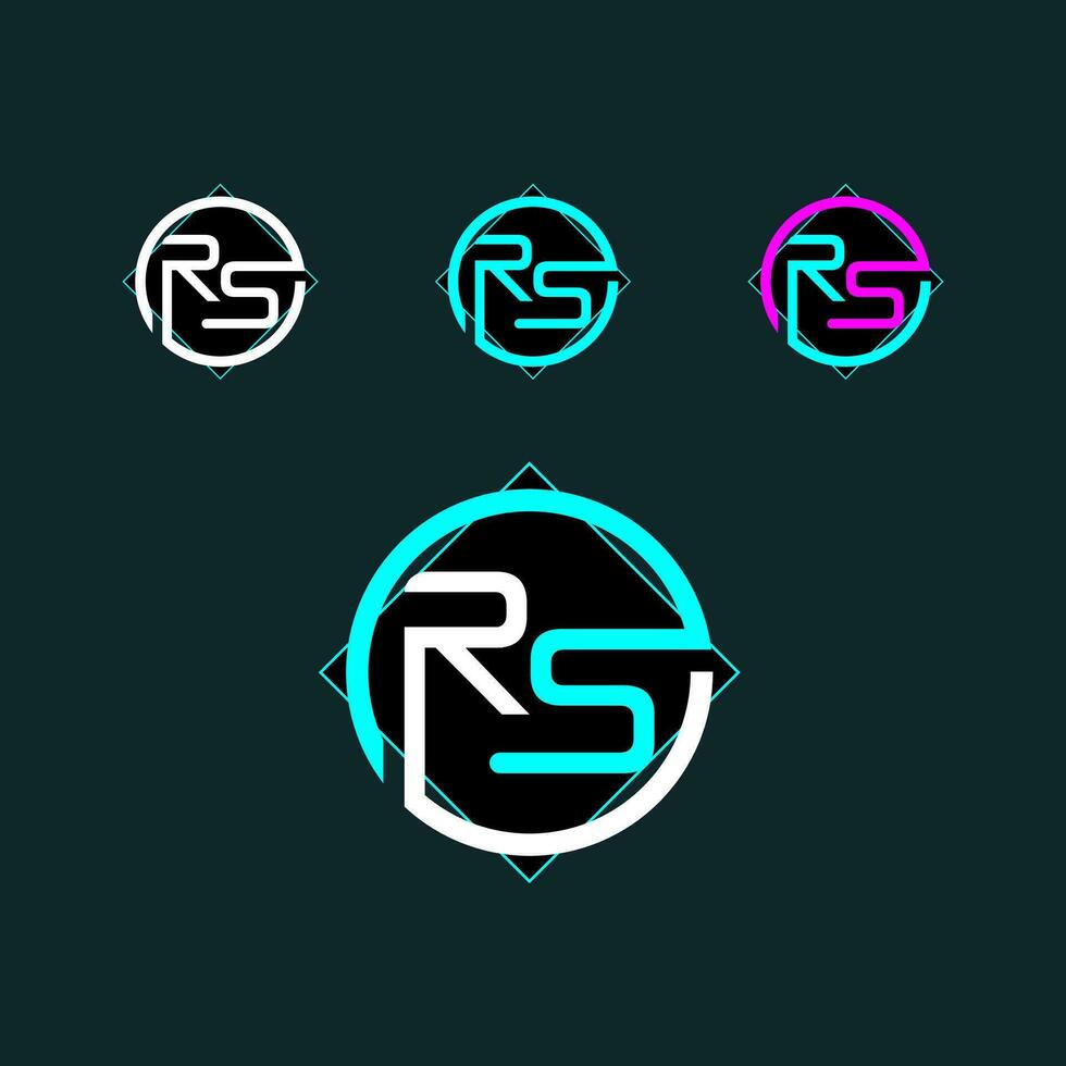 RS trendy letter logo design with circle vector