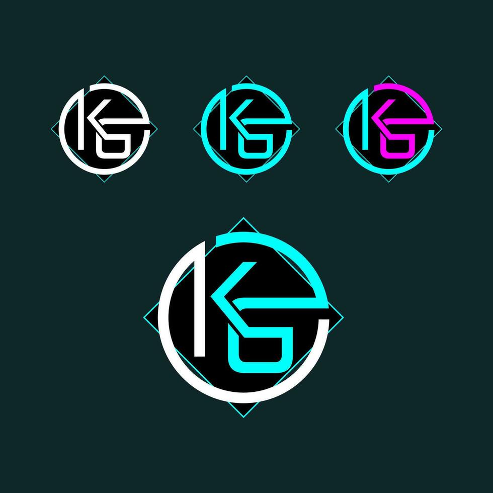 KG trendy letter logo design with circle vector