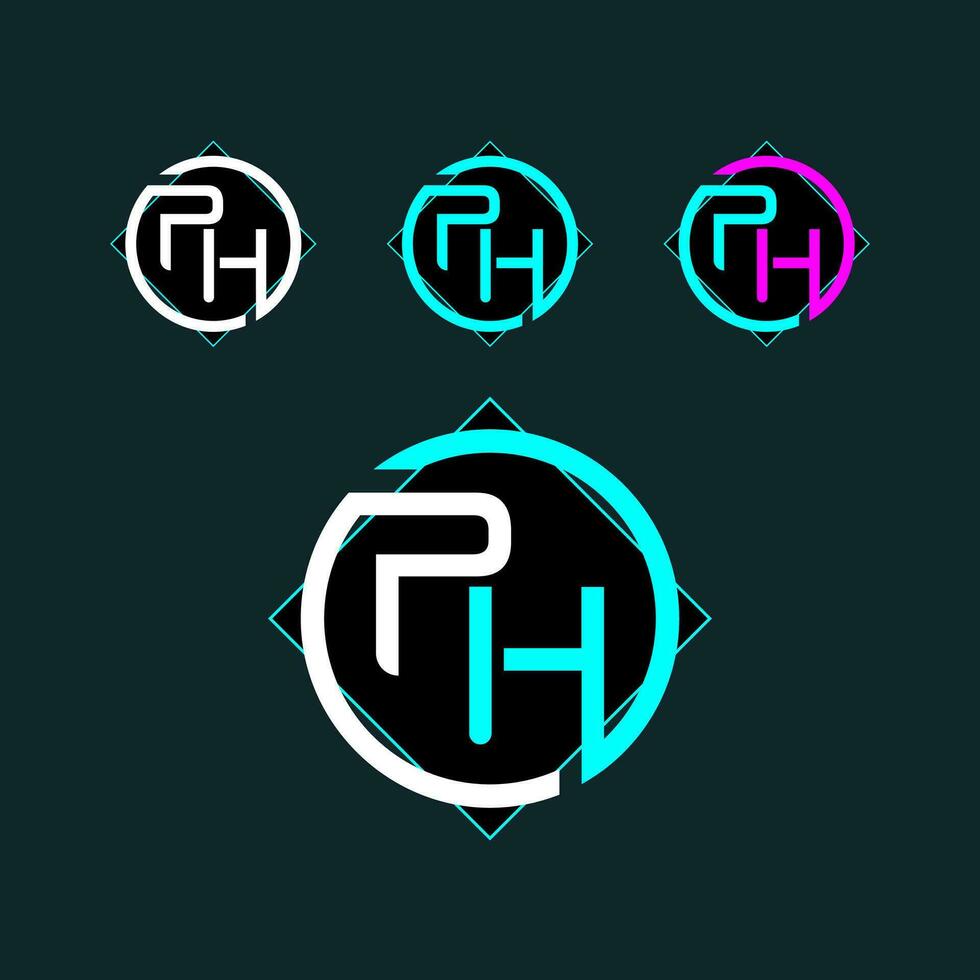 PH trendy letter logo design with circle vector