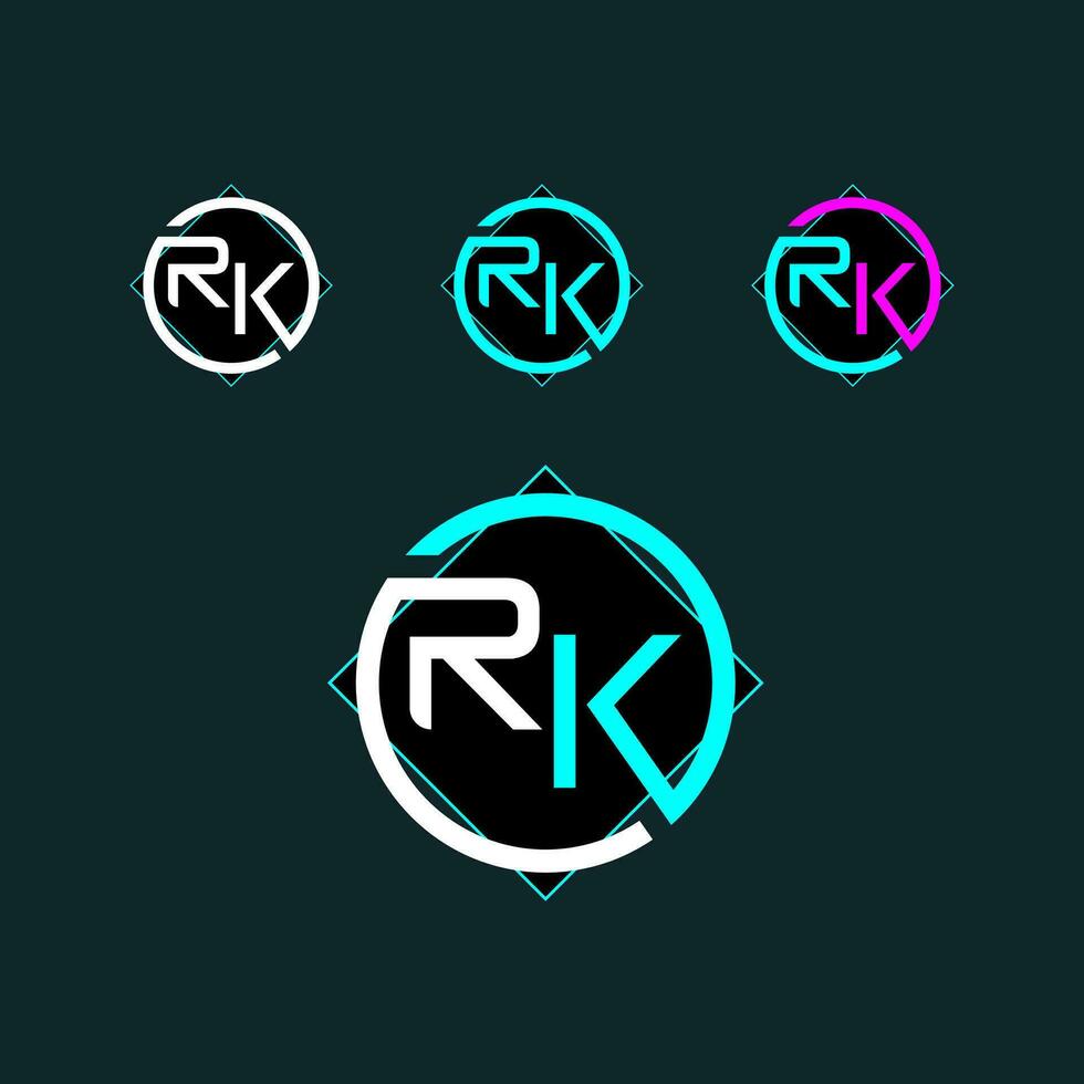 RK trendy letter logo design with circle vector