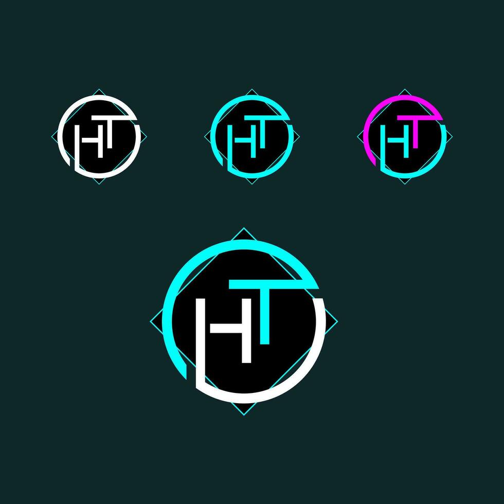HT trendy letter logo design with circle vector