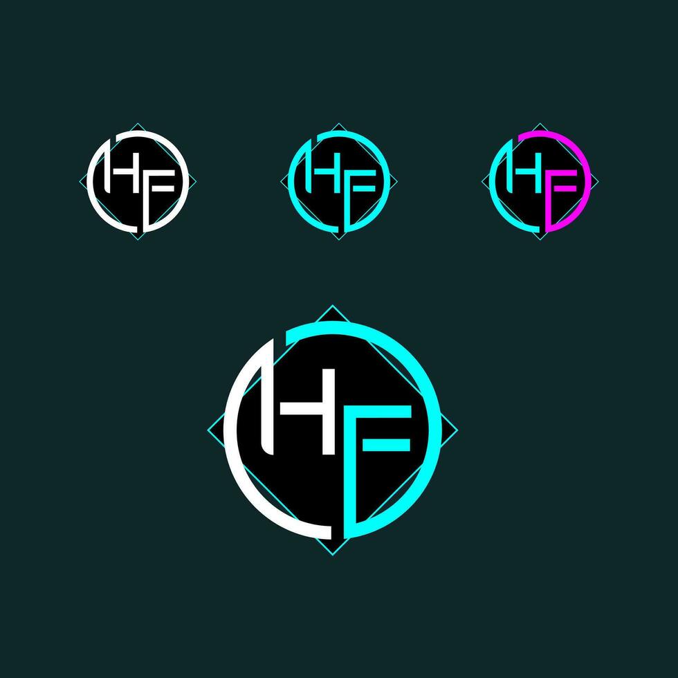 HF trendy letter logo design with circle vector
