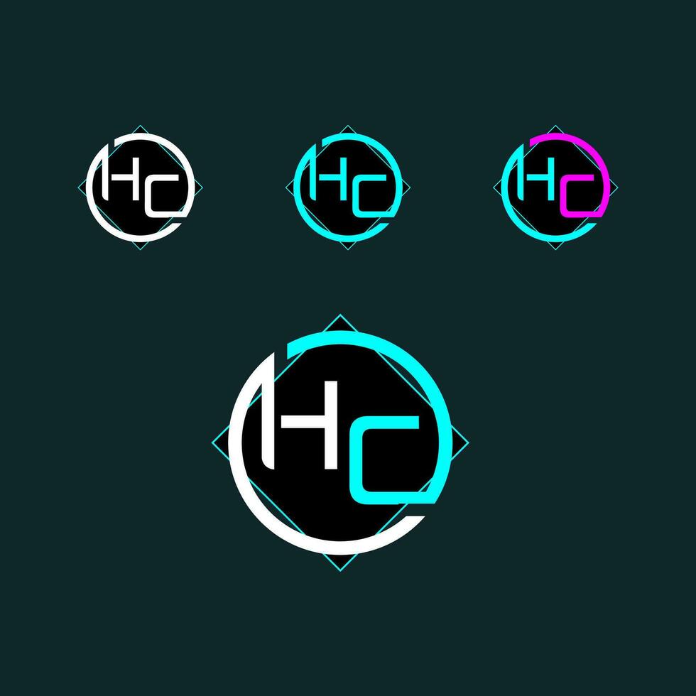 HC trendy letter logo design with circle vector