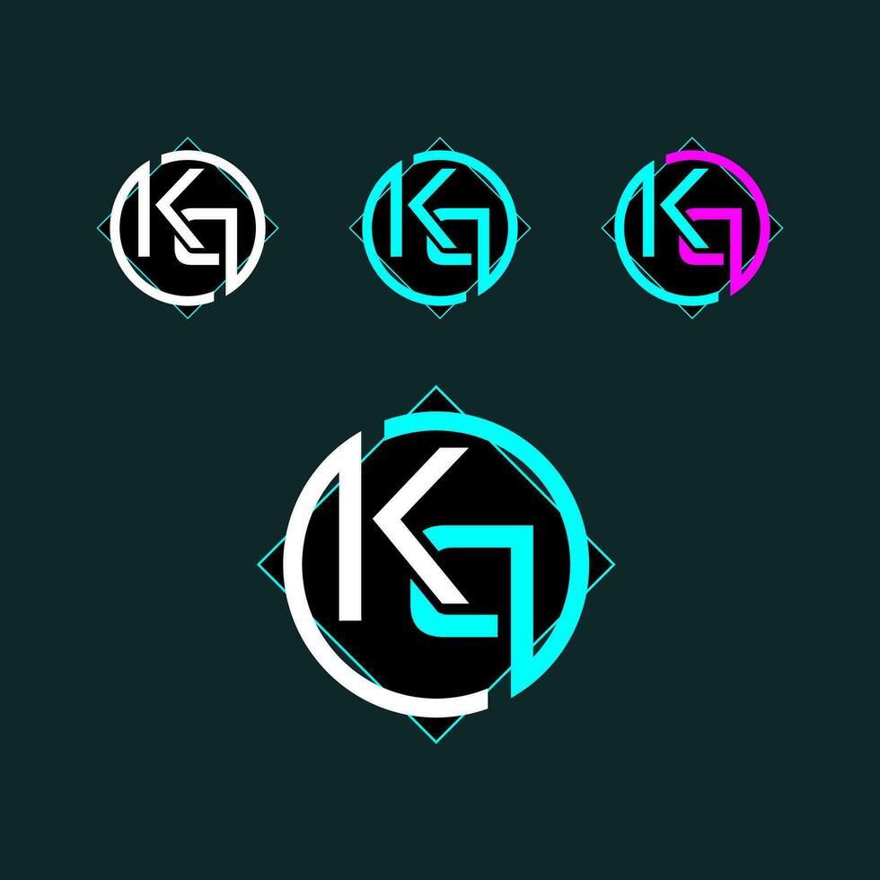 KQ trendy letter logo design with circle vector