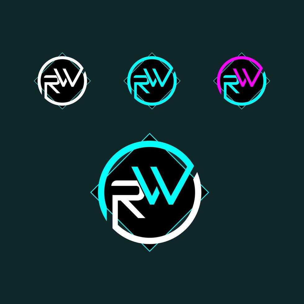 RW trendy letter logo design with circle vector