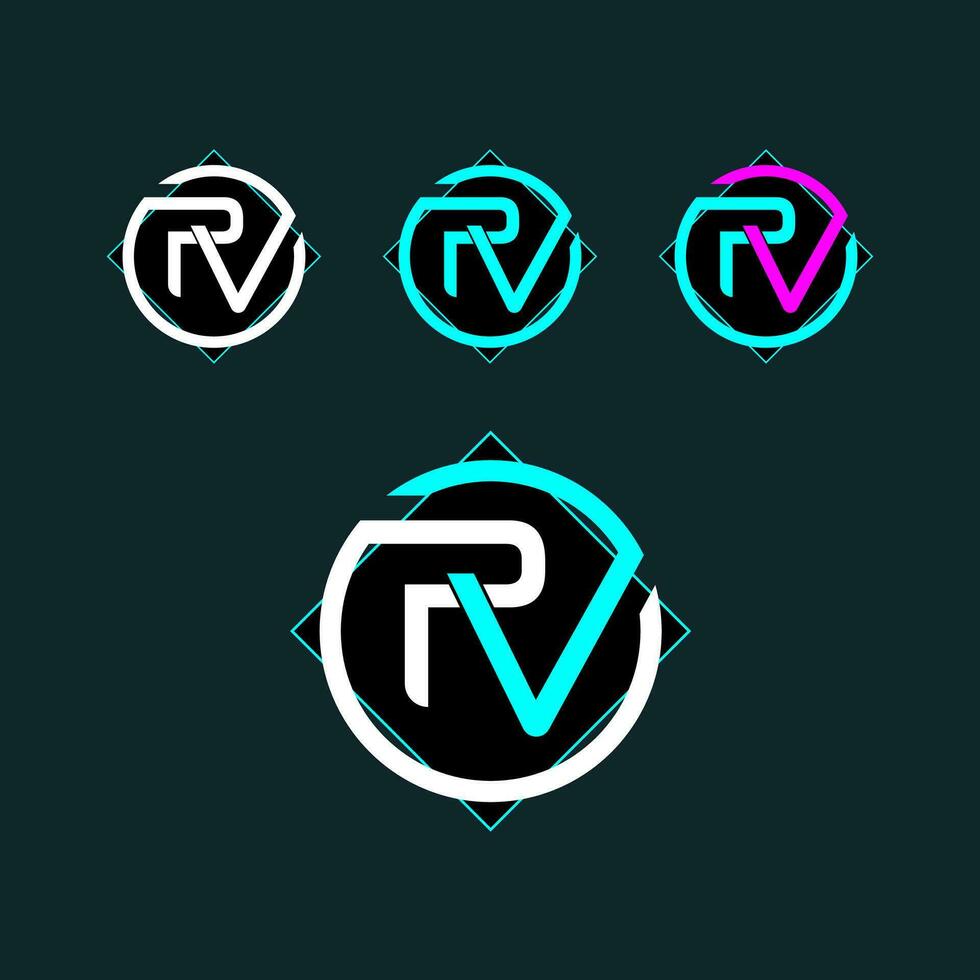 PV trendy letter logo design with circle vector
