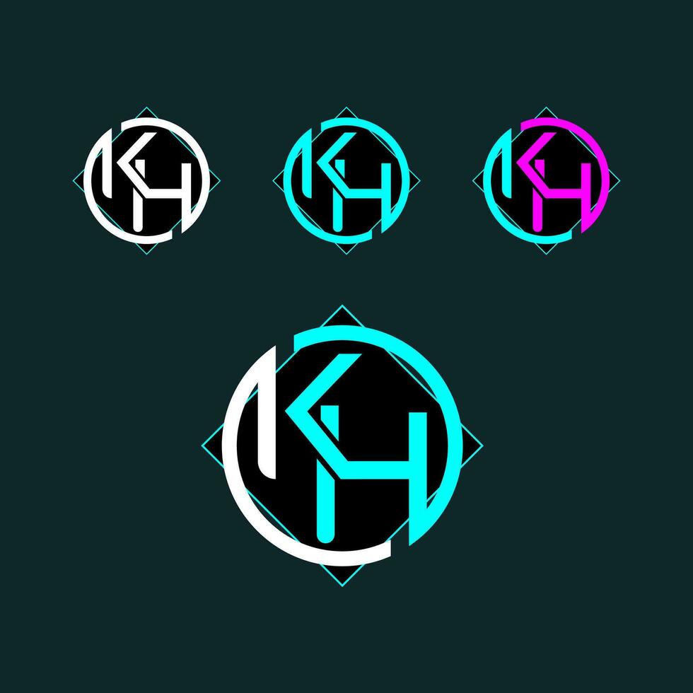 KH trendy letter logo design with circle vector