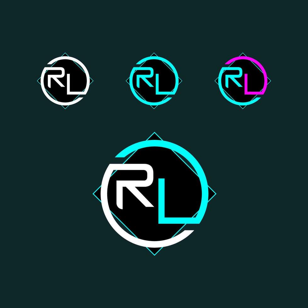 RL trendy letter logo design with circle vector