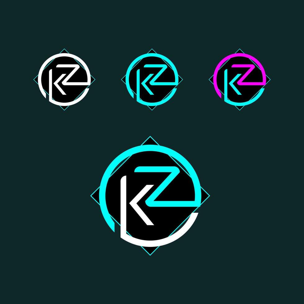 kz de moda letra logo diseño con circulo vector