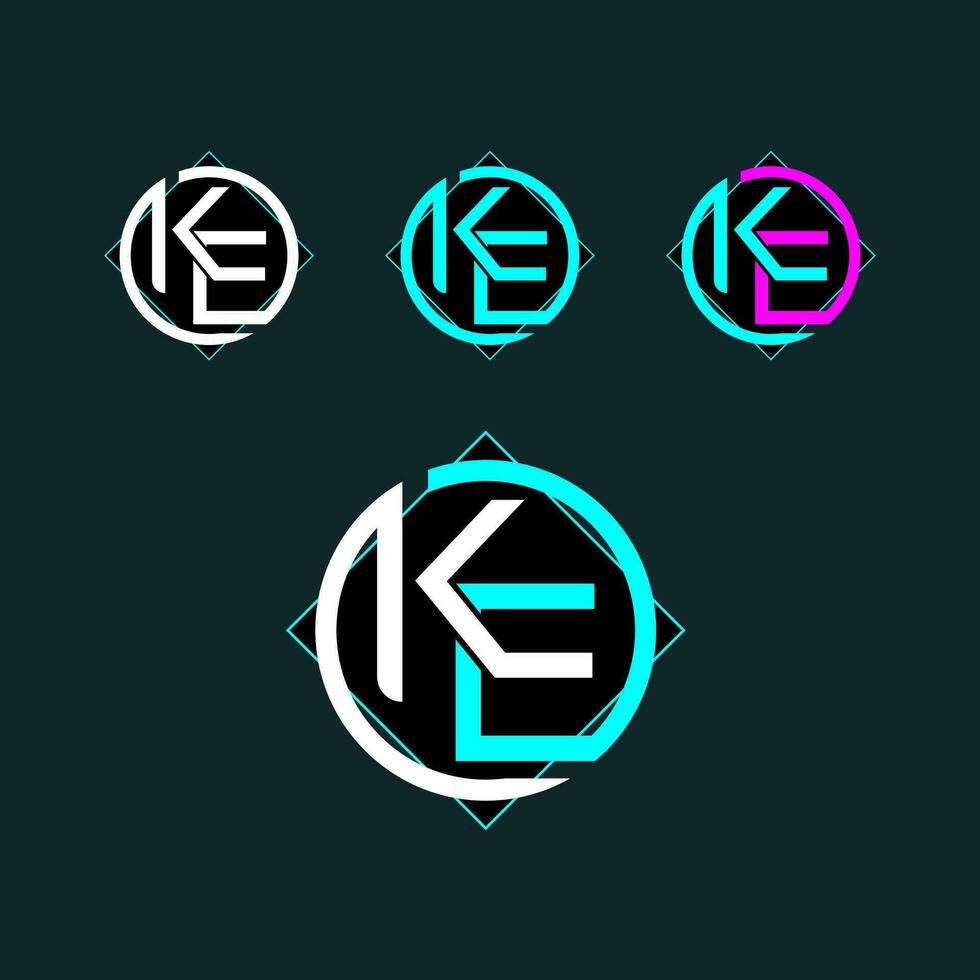 KE trendy letter logo design with circle vector