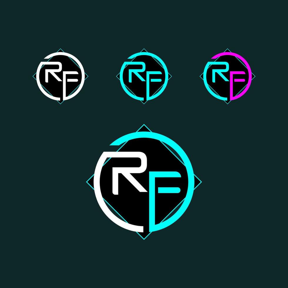 RF trendy letter logo design with circle vector