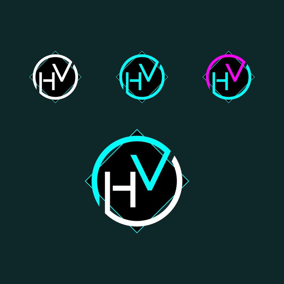 hv de moda letra logo diseño con circulo vector