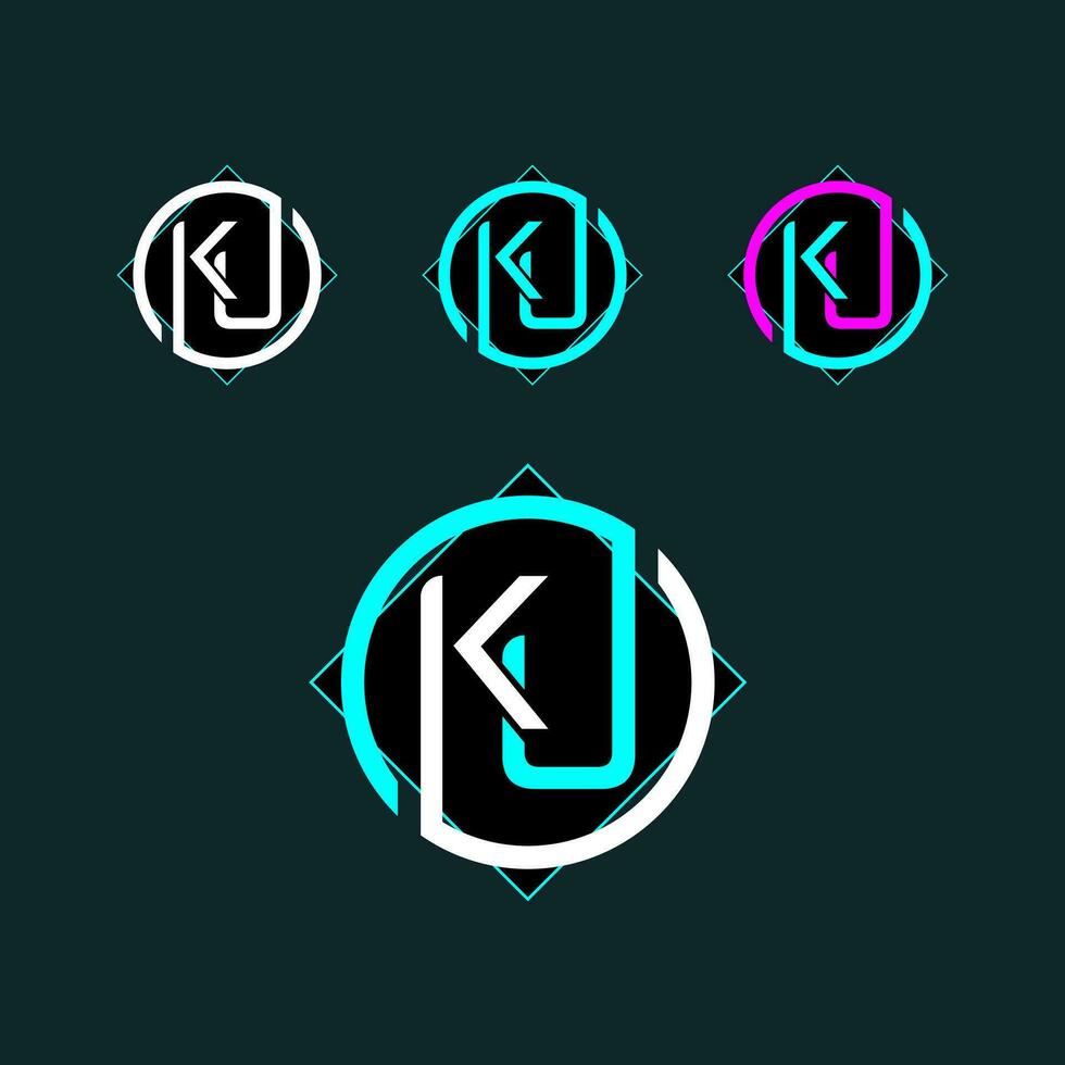 ku de moda letra logo diseño con circulo vector