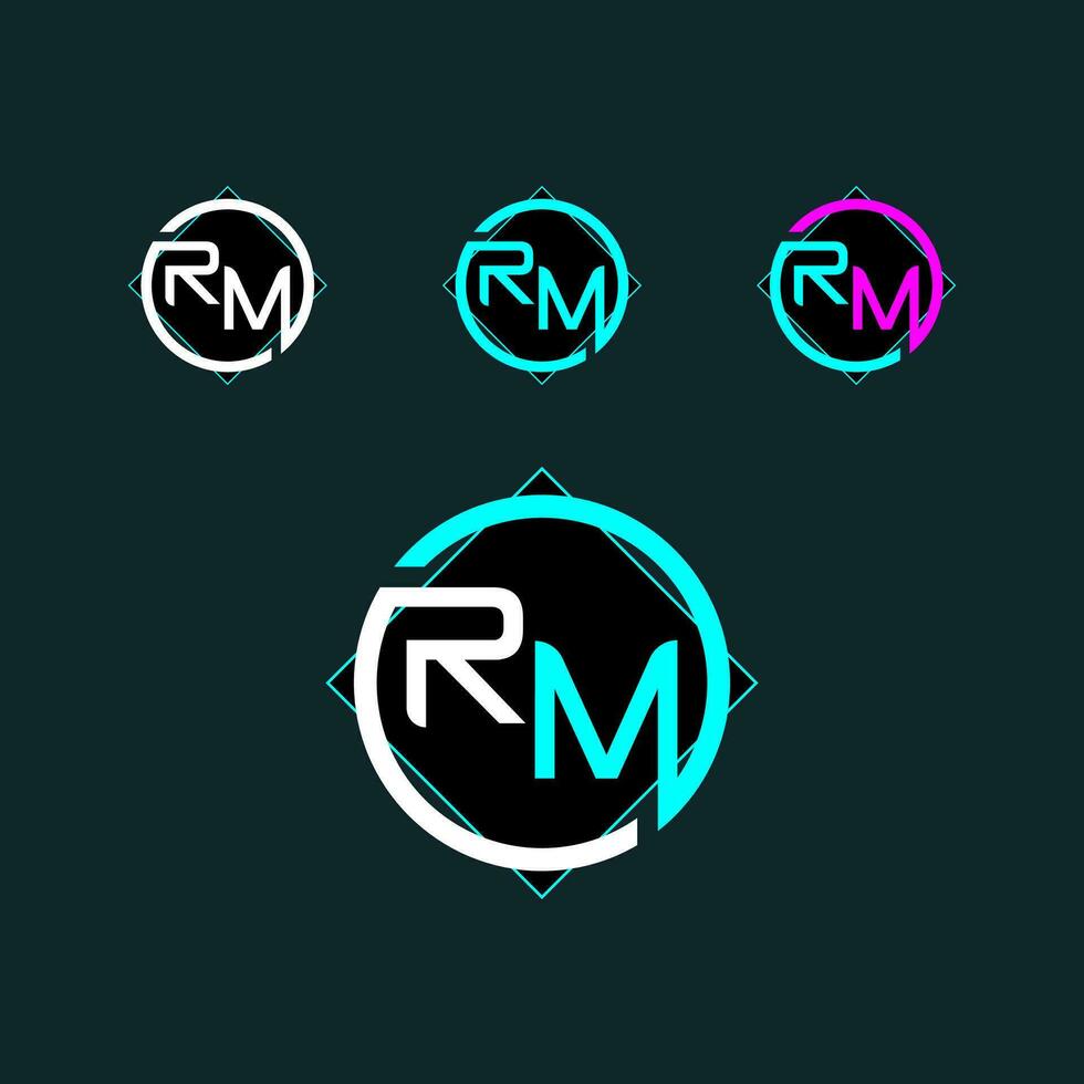 rm de moda letra logo diseño con circulo vector