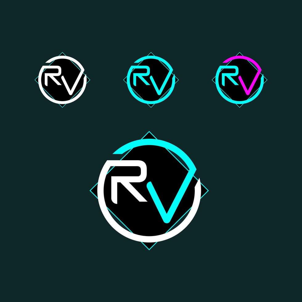 rv de moda letra logo diseño con circulo vector