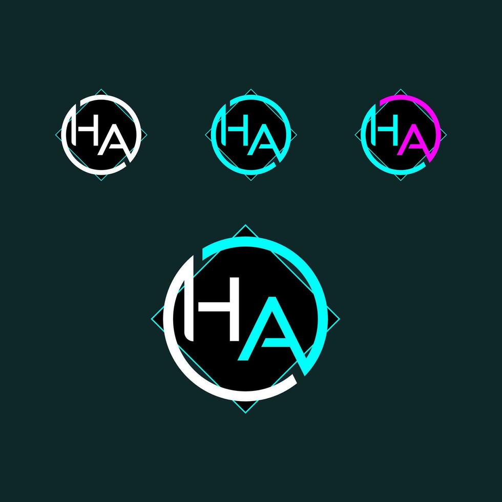 HA trendy letter logo design with circle vector