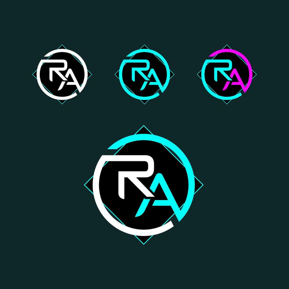 RA trendy letter logo design with circle vector