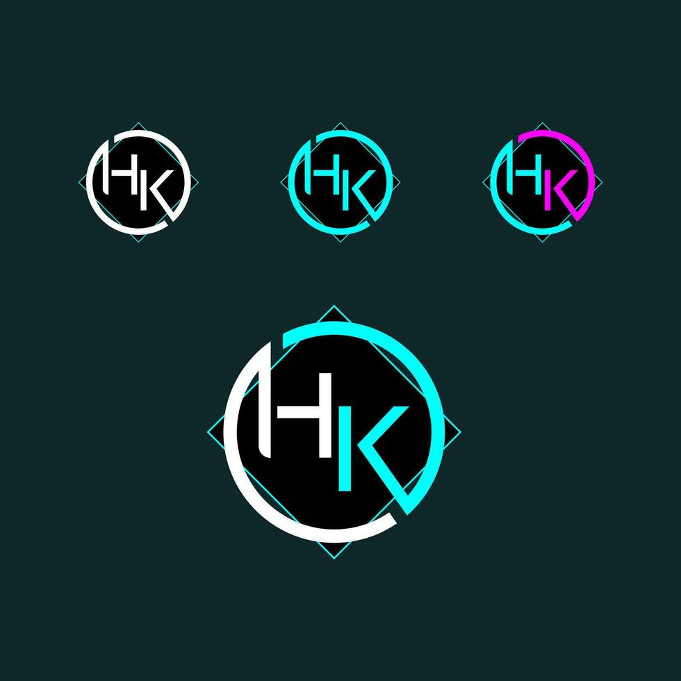 HK trendy letter logo design with circle vector