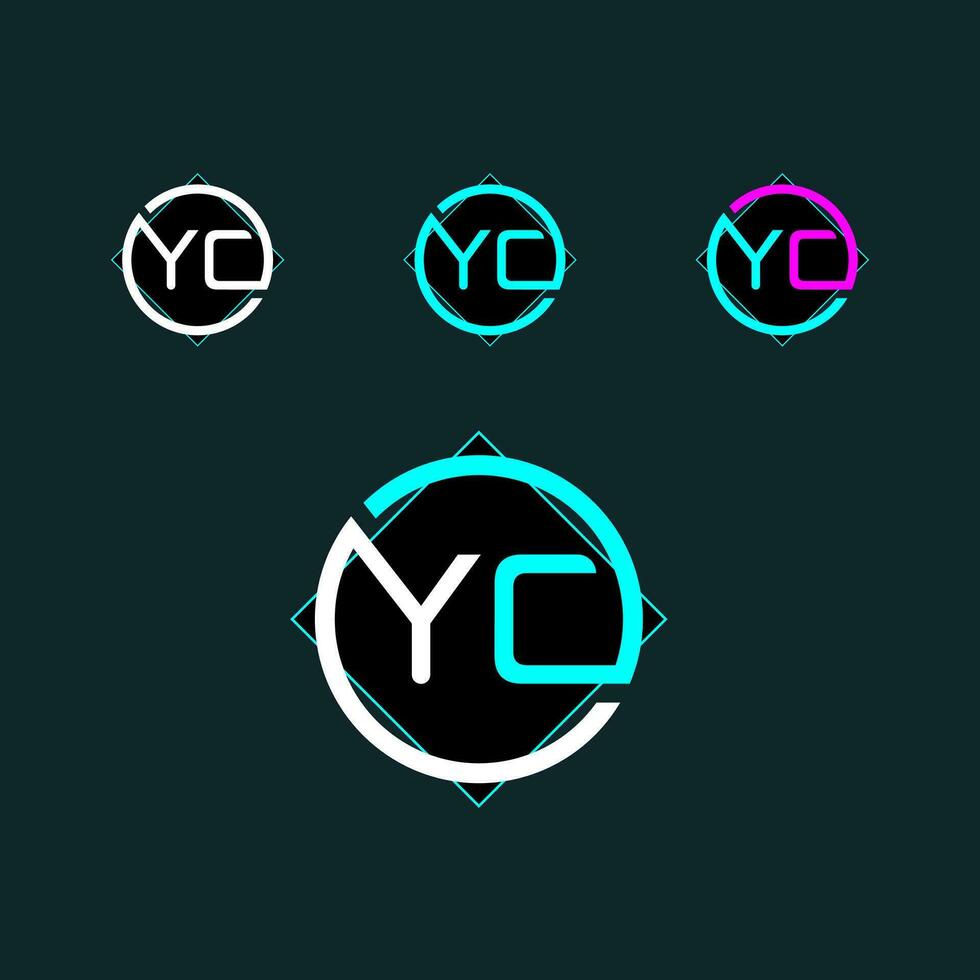 YC trendy letter logo design with circle vector
