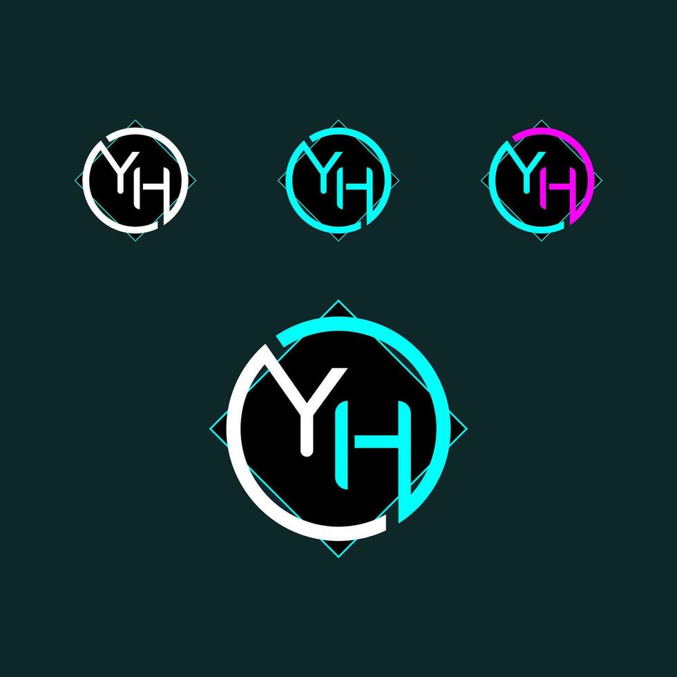 yh de moda letra logo diseño con circulo vector