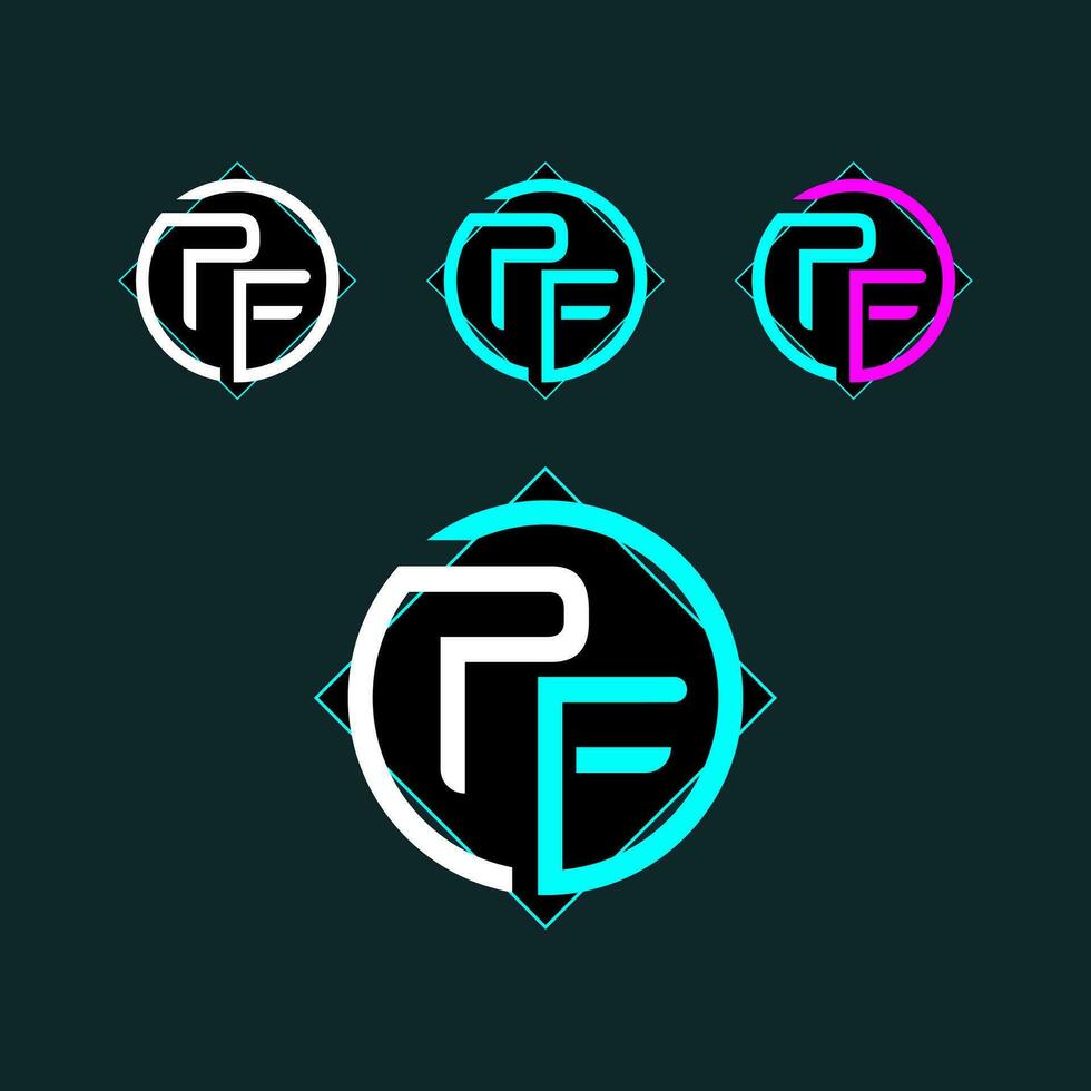 PF trendy letter logo design with circle vector