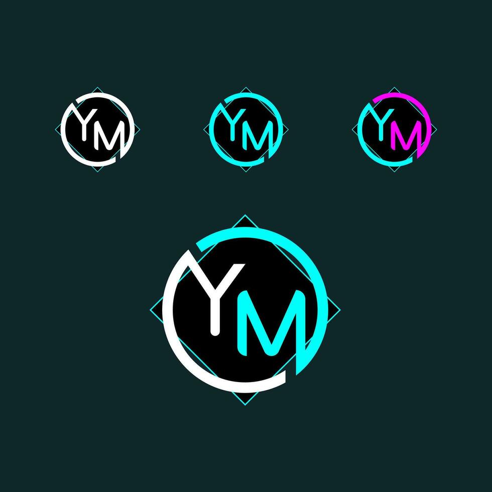YM trendy letter logo design with circle vector