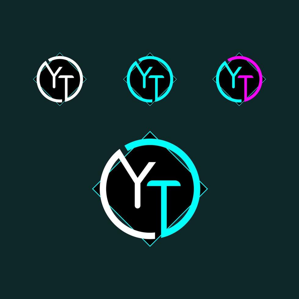 YT trendy letter logo design with circle vector