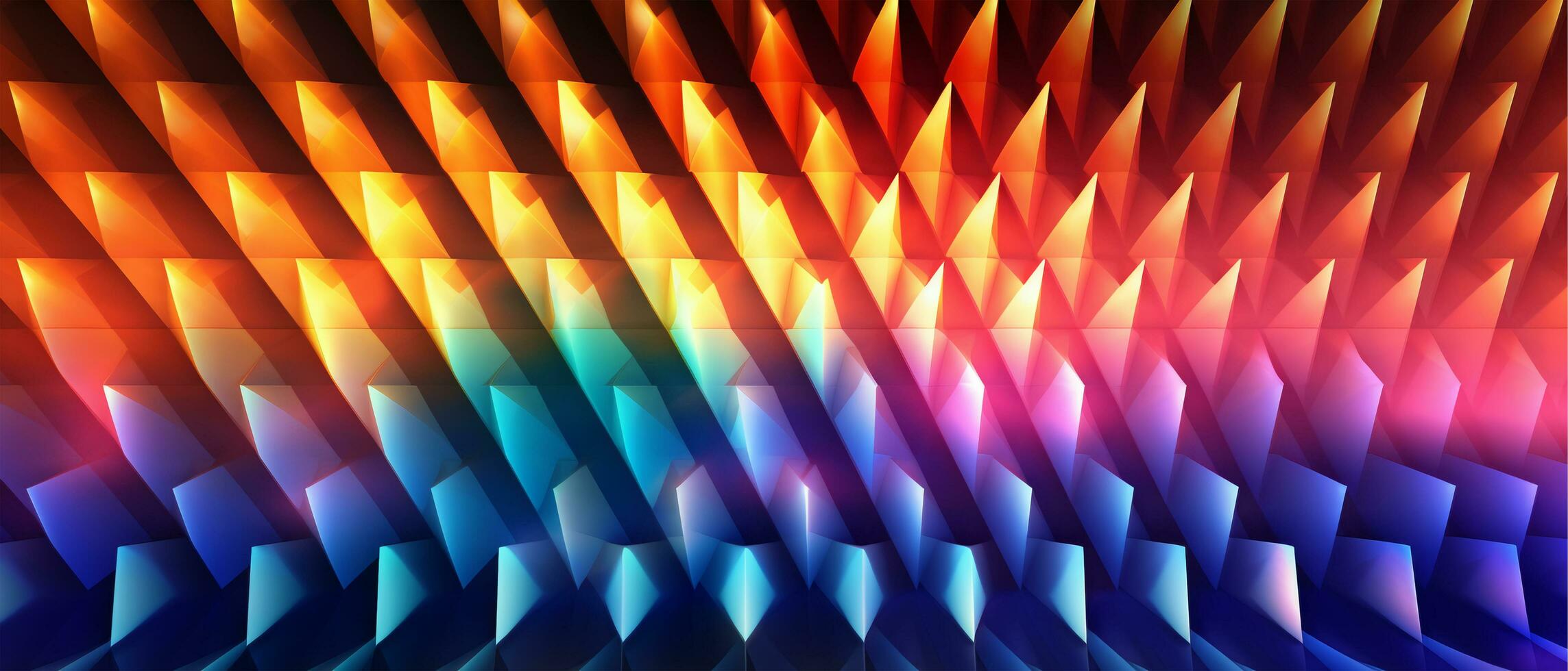 geometric neon light background with triangle pattern. generative ai photo