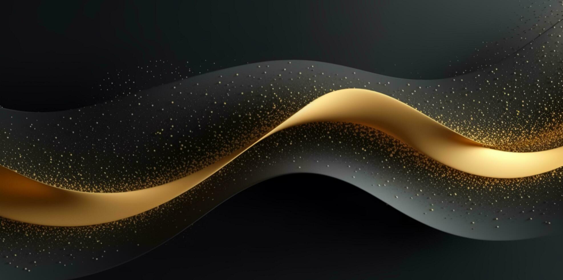 black and gold wavy abstract background, generative ai photo