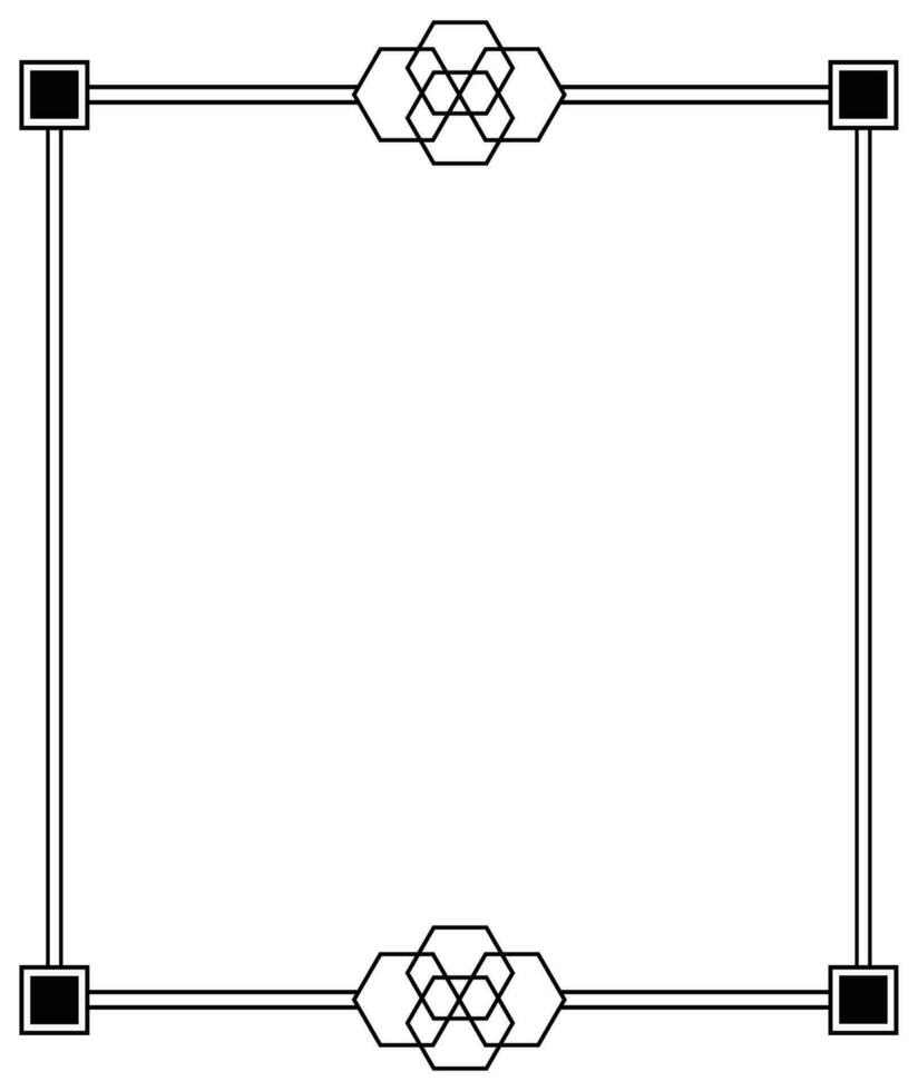 Frame border line page vector vintage simple. Geometric hexagonal shapes frame vector.