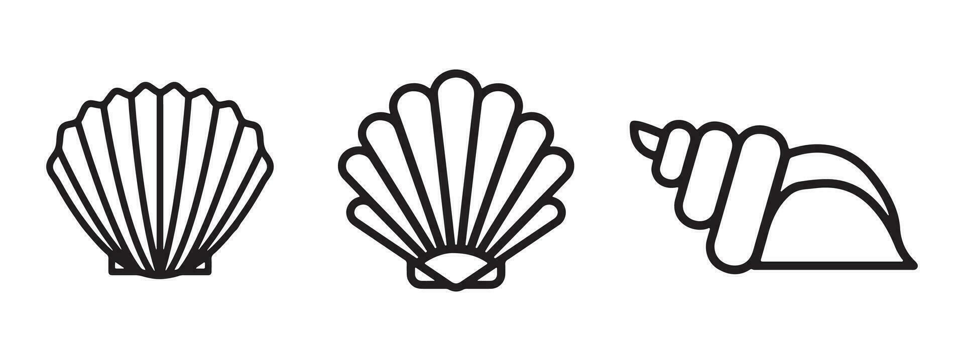 Seashells set. Collection of Pearl Shell logo icon design. Set of silhouette shell icons vector illustration.