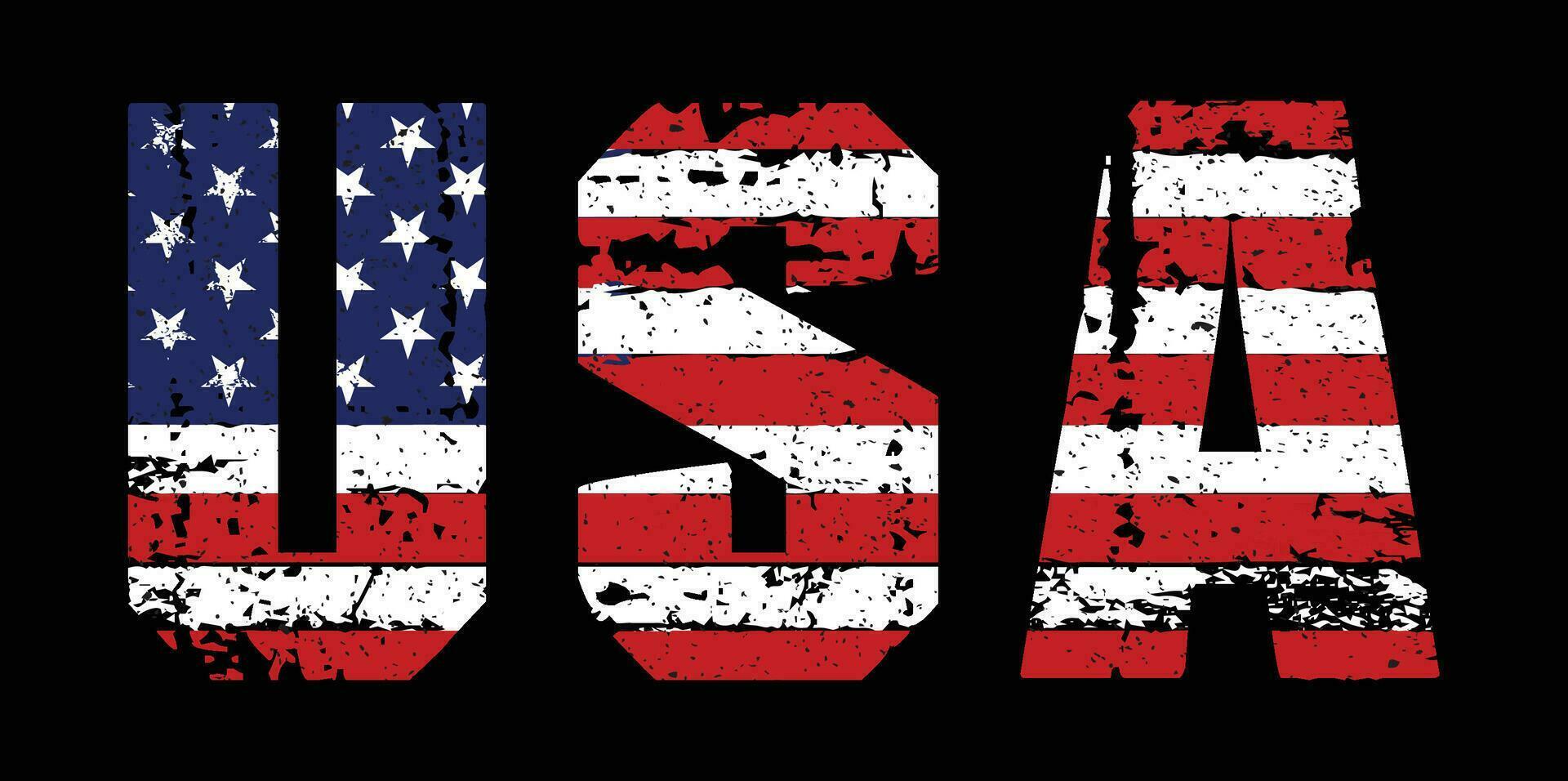 Distressed Word USA With Flag vector