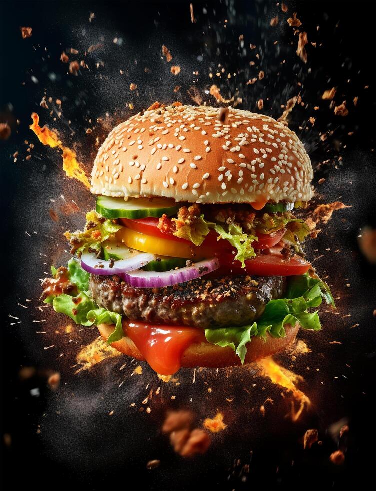 Fast Food Burger Poster Burger Design Service Promotion Template Burger Flyer For Restaurant