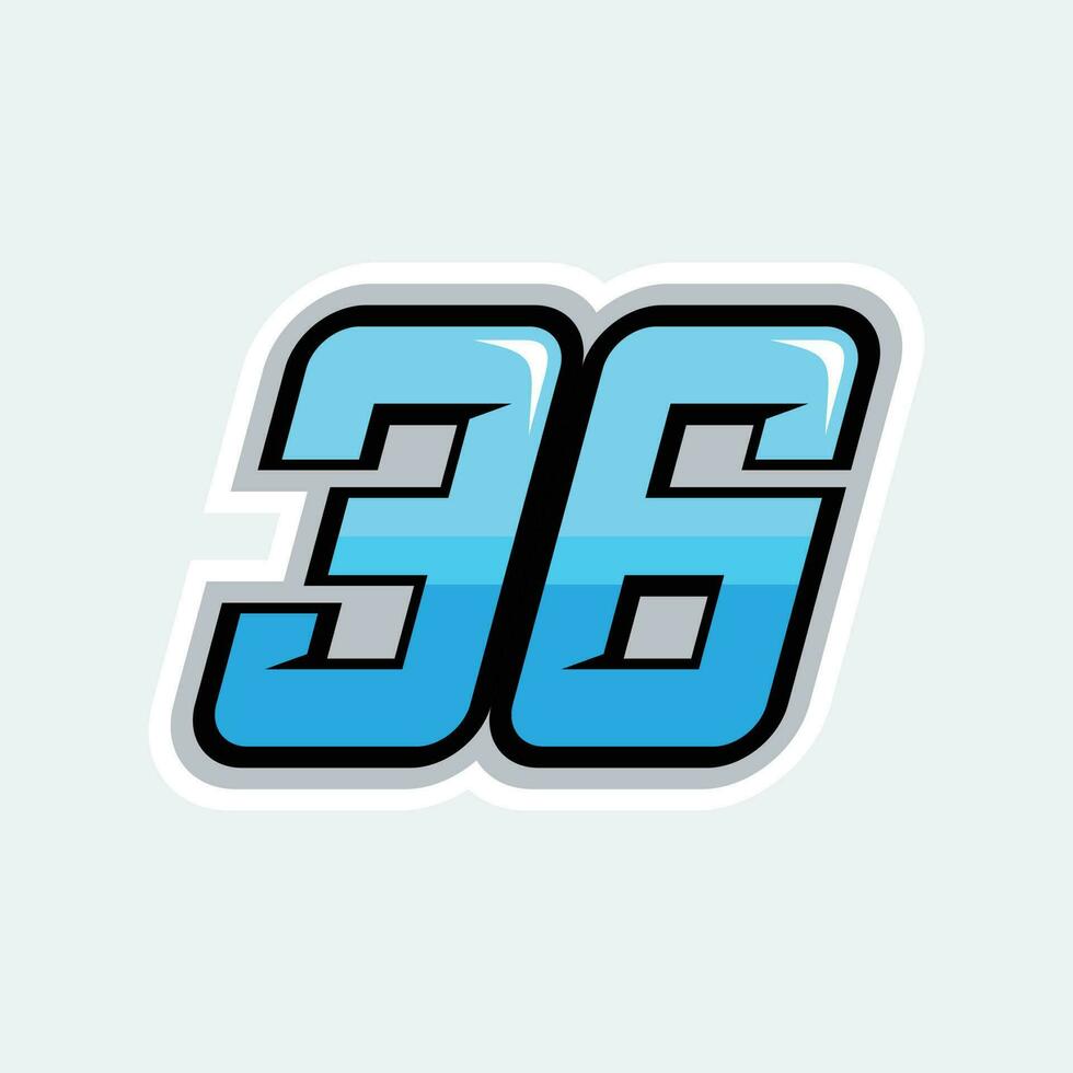 36 número carreras diseño vector