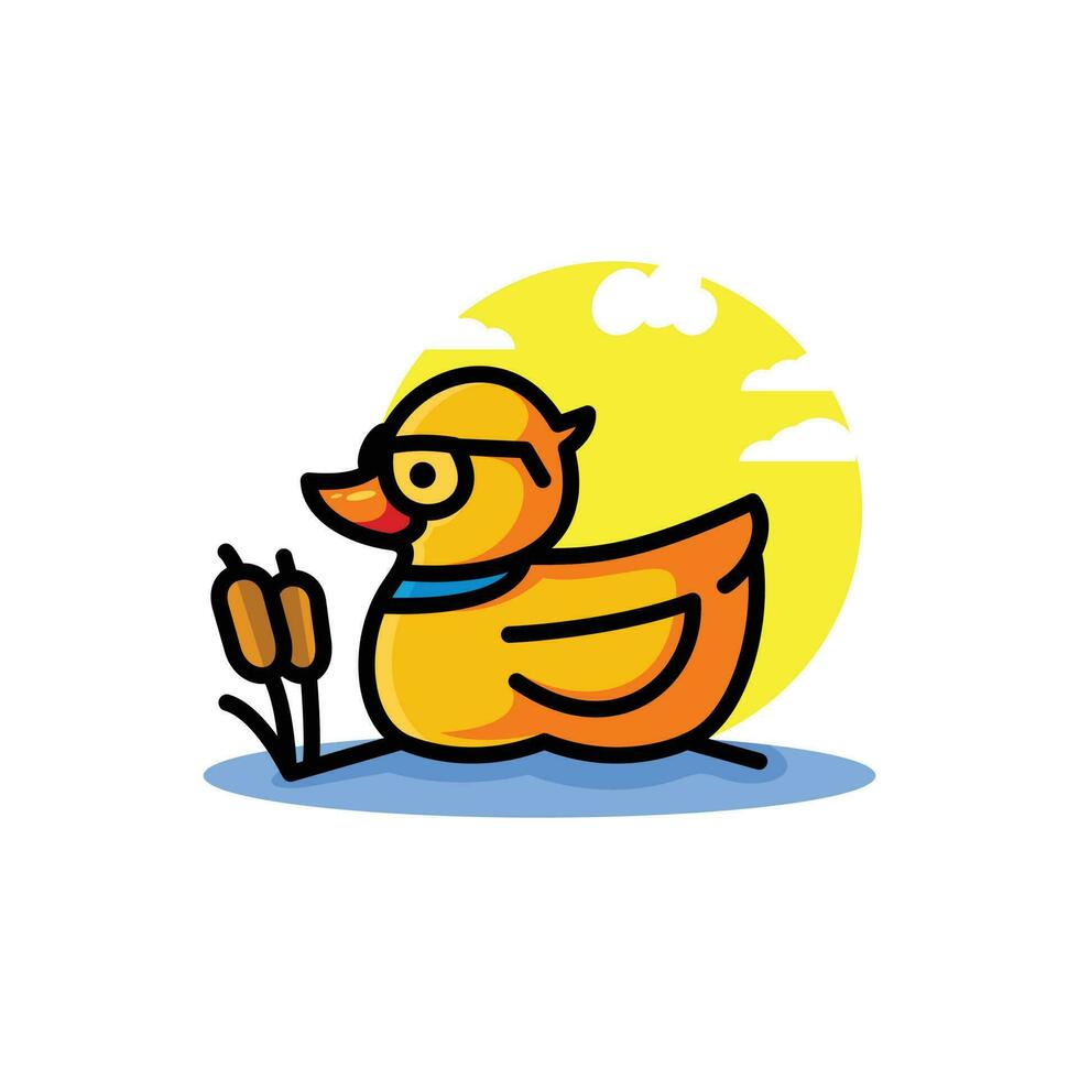 cute duck logo design vector