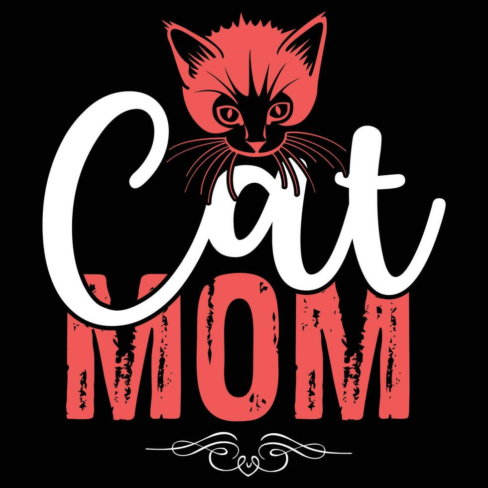 Cat mom shirt print template vector