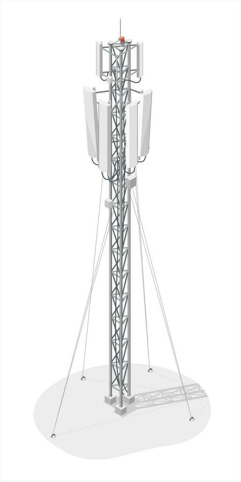 Call phone internet 5g antenna high tower isometric isolated cartoon vector