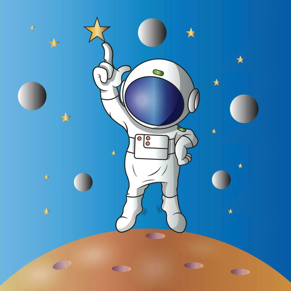 an astronaut pointing at the stars vector